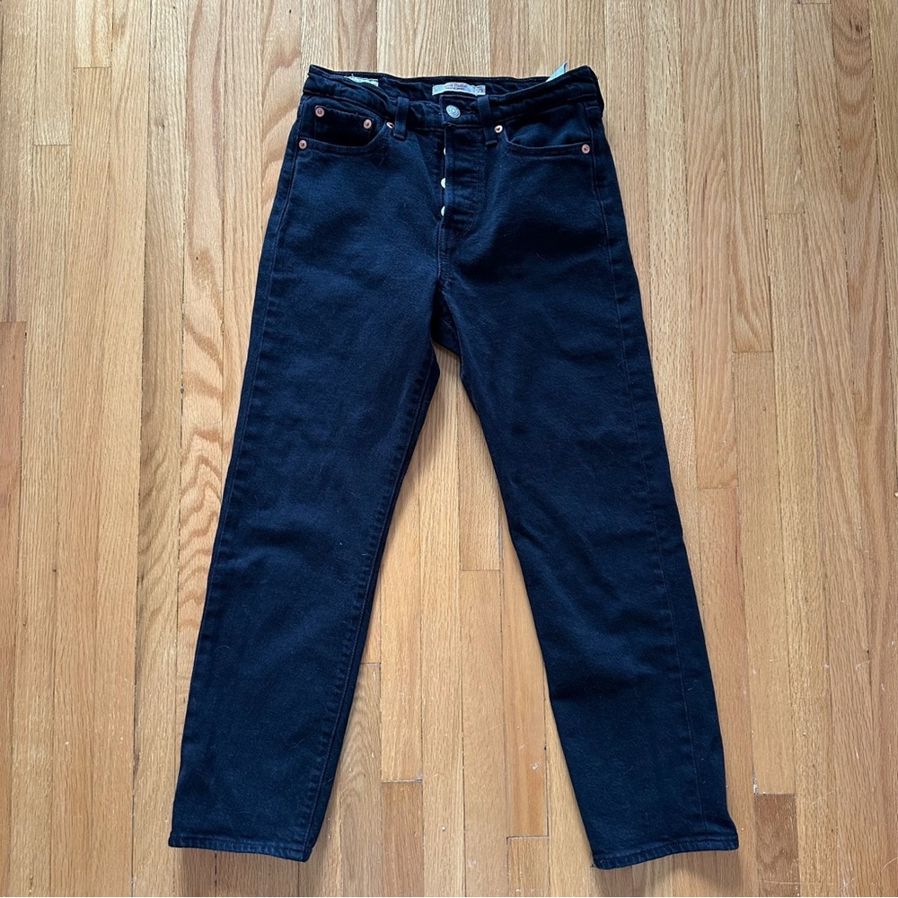 Levi’s Black Wedgie Straight Straight Leg High Waist Capsule Minimalist Jeans 25